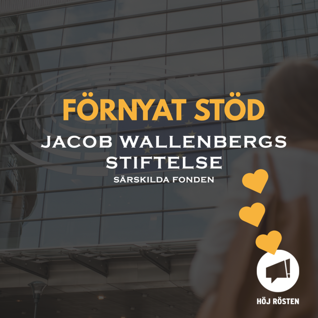Jacob Wallenbergs Stiftelse, Särskilda fonden, förlänger sitt stöd till Höj Röstens utbildningssatsning